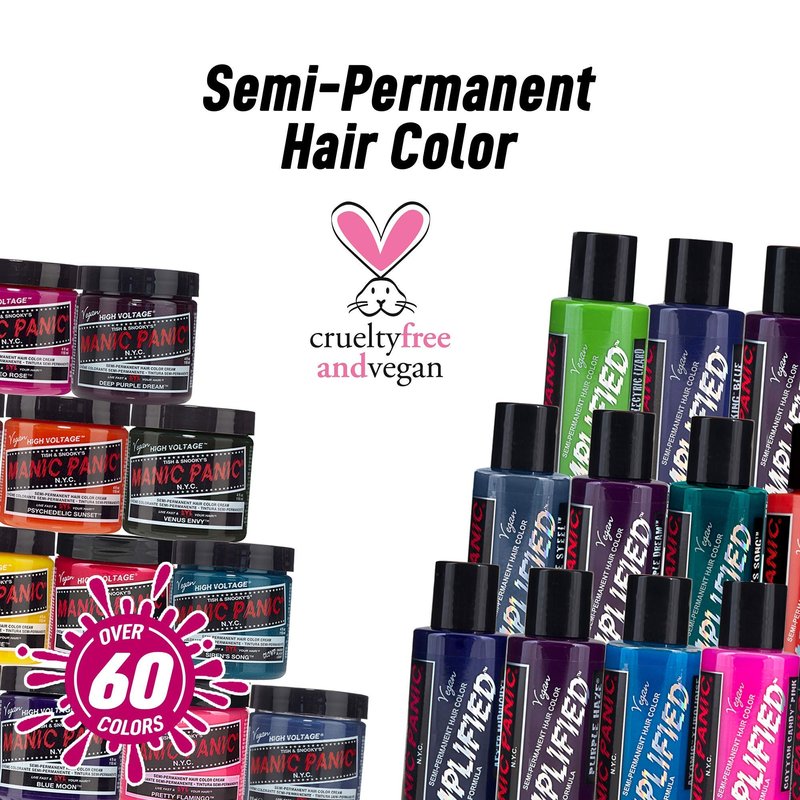 MANIC PANIC Vampire Red Hair Color - Amplified - (2PK) Semi Permanent Hair Dye - Deep Blood Red Color Can Give Burgundy Tones To Unbleached Hair - For Dark, Light Hair - Vegan, PPD & Ammonia Free
