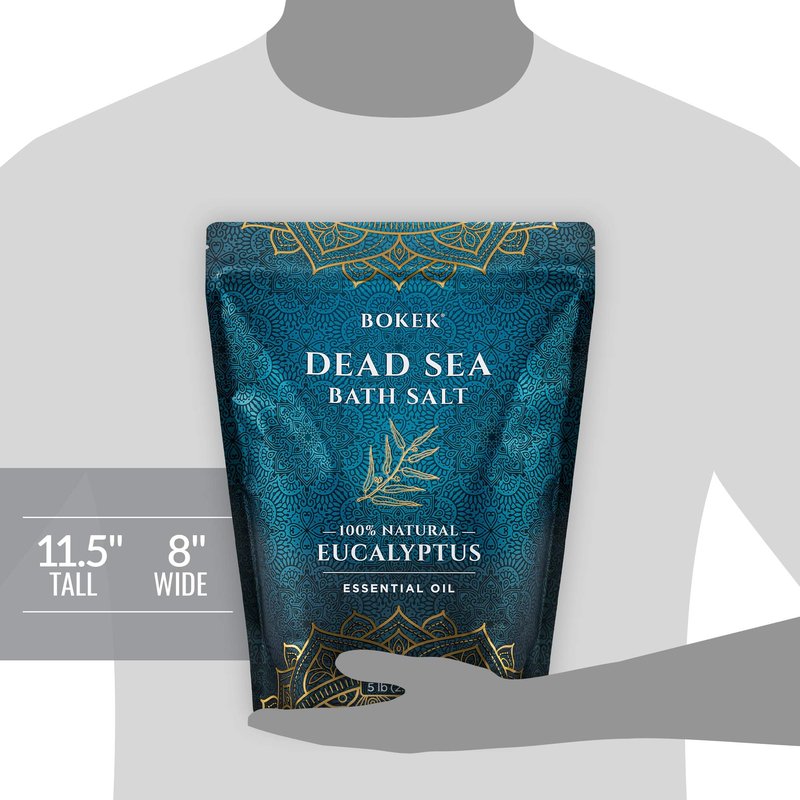 Bokek Dead Sea Bath Salt Scented with Certified Organic Essential Oil, Zipper Bag, Colorless, Eucalyptus, 80 Oz