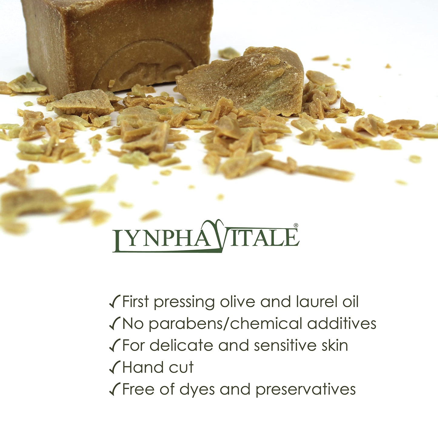 LYNPHA VITALE Aleppo Soap Bar with Olive Oil and 25% Laurel Oil – Traditional Handmade Natural Soap, 7.05 oz (200 g)