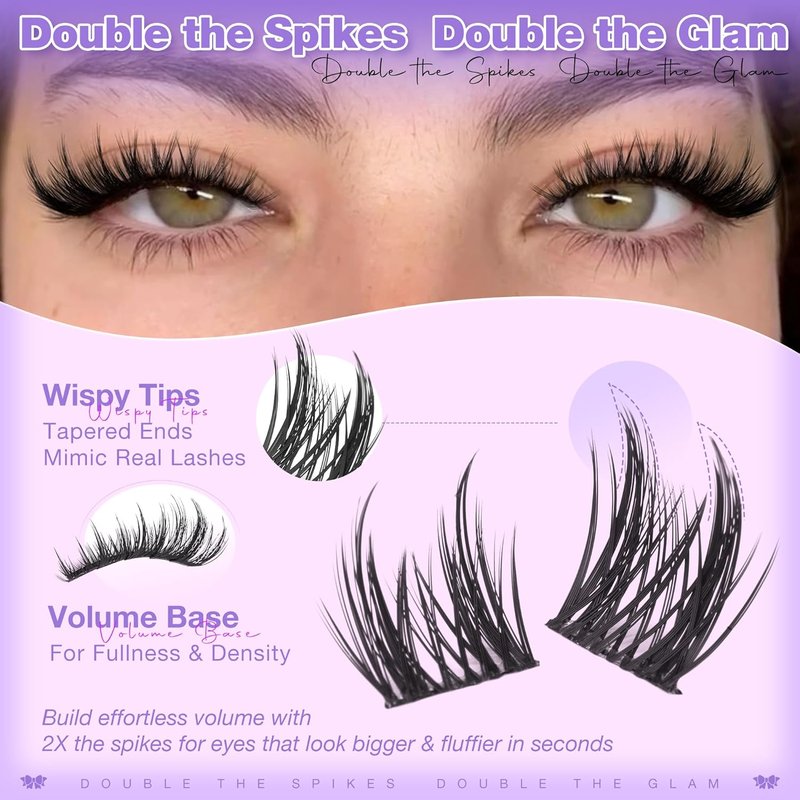 Natural Eyelash Clusters Kit - 216 Pcs Wispy Anime Lashes 10-16mm | Fairy Manga Lash Extensions with Glue & Tape