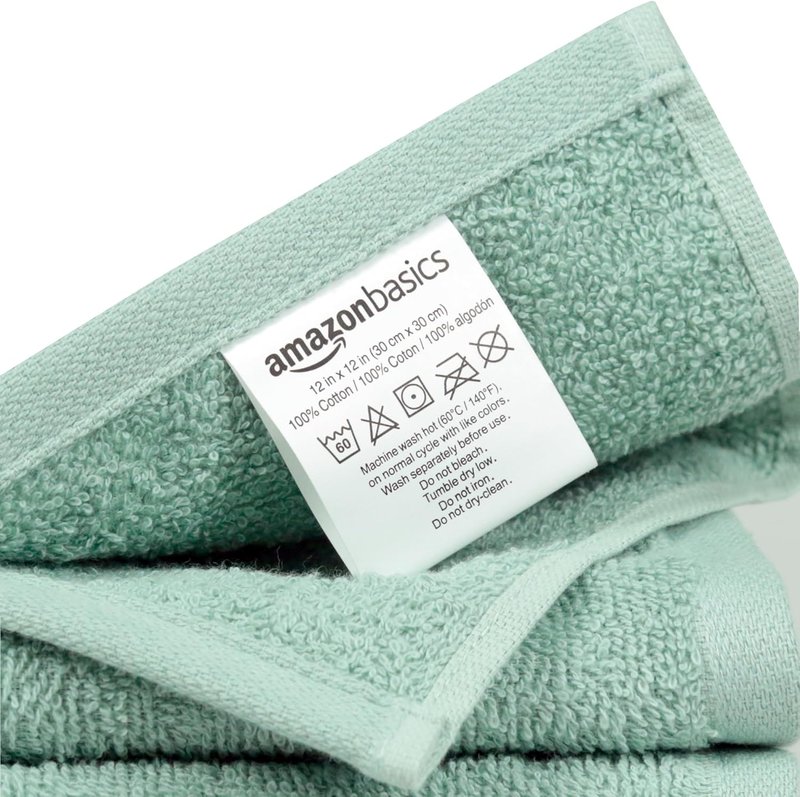 Highly Absorbent Cotton Washcloths - Soft & Durable, 12x12 Inches | 24-Pack in Seafoam Green, Ice Blue, White