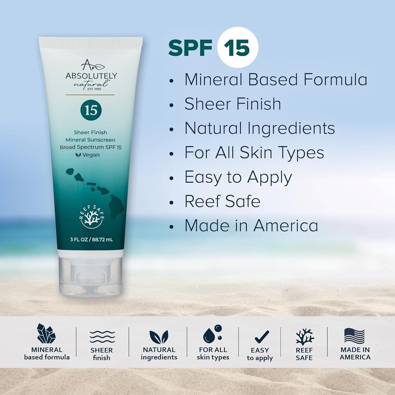 SPF 15 Mineral Sunscreen - Broad Spectrum Water-Resistant Lotion with Non-Nano Zinc Oxide & Vitamin E | 3 Oz