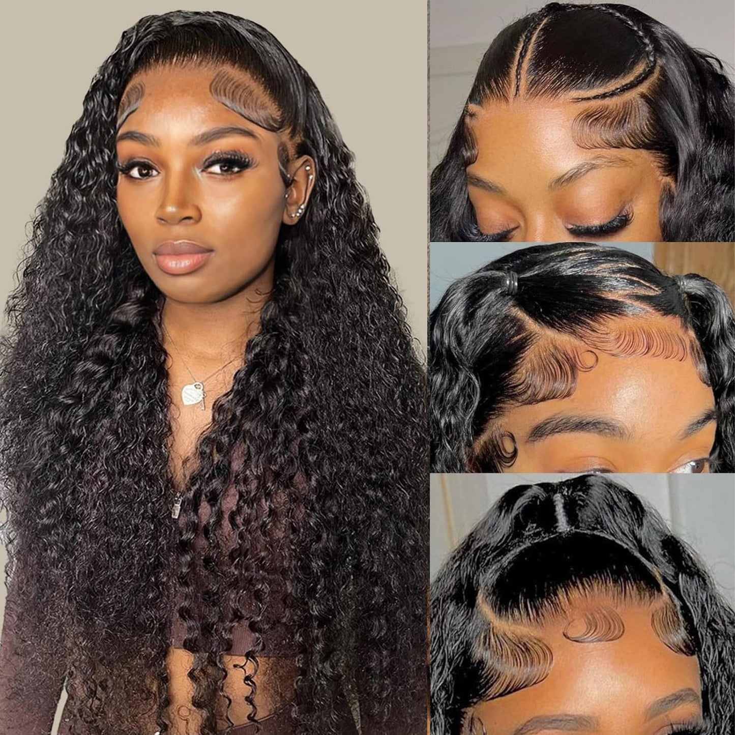 4x4 Lace Closure Human Hair 20 Inch Deep Wave Closure Pre Plucked with Babyhair Free Part Transparent Lace Closure 100% Unprocessed Brazilian Virgin Human Hair Closure Natural Black