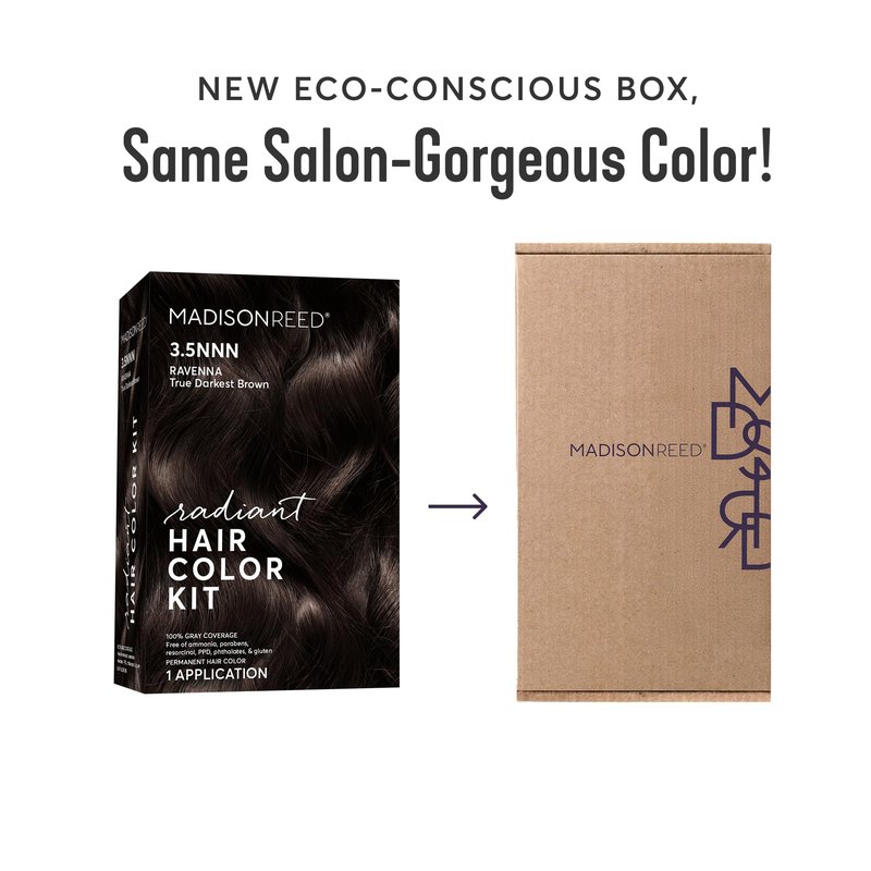 Madison Reed Radiant Hair Color Kit - 3.5NNN Darkest Brown-Black (Ravenna Brown), Permanent Hair Dye for Resistant Grays, 100% Gray Coverage | PPD-Free & Ammonia-Free, 1 Pack