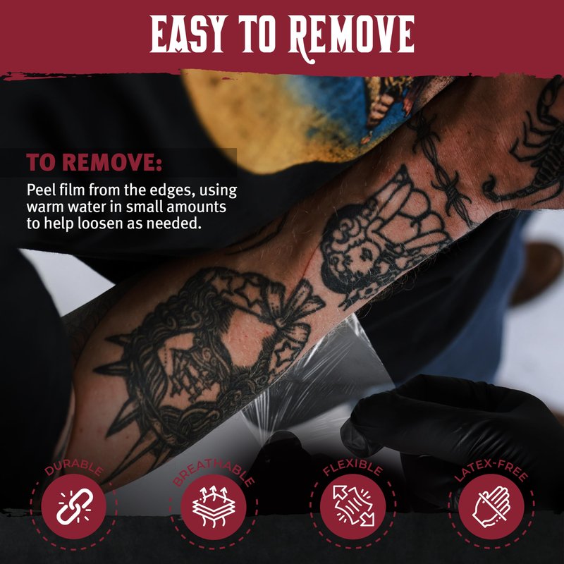 Hustle Butter Second Skin Tattoo Wrap - 7.9 Inches x 8.8 Yards - Transparent Adhesive Roll - Easy Removal, Mess-Free Body Art Wrap - Breathable & Latex-Free - Professional Size Tattoo Aftercare