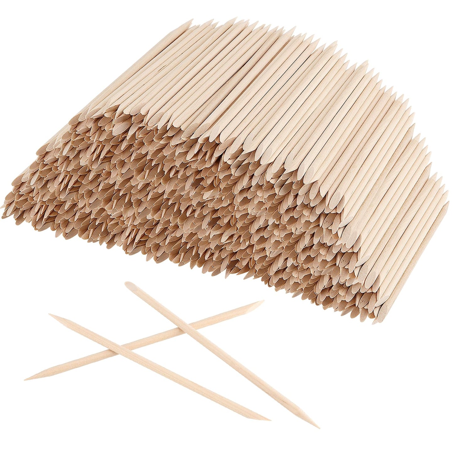 SOUJAP 2400Pcs 4.5 Inch Orange Wood Nail Sticks, Double Sided Wood Cuticle Pusher Tool, Wooden Cuticle Sticks for Manicure, Pedicure