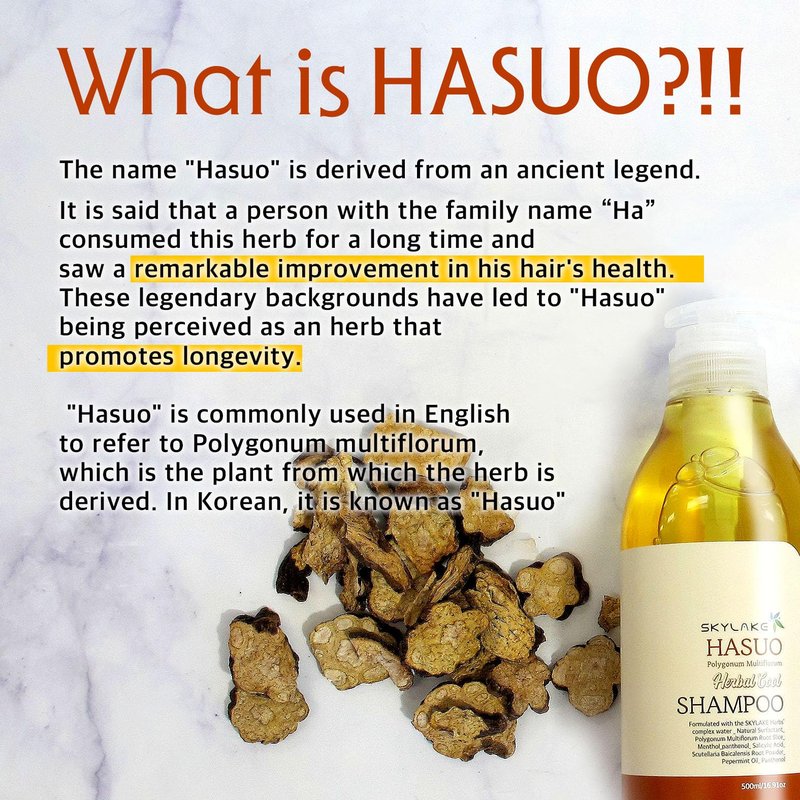 sappom Skylake Hasuo Herbal Cool Shampoo with Fallopia Multiflora and Peppermint – Refreshing, Cleansing, and Cooling for the Hair – Unisex Herbal Formula