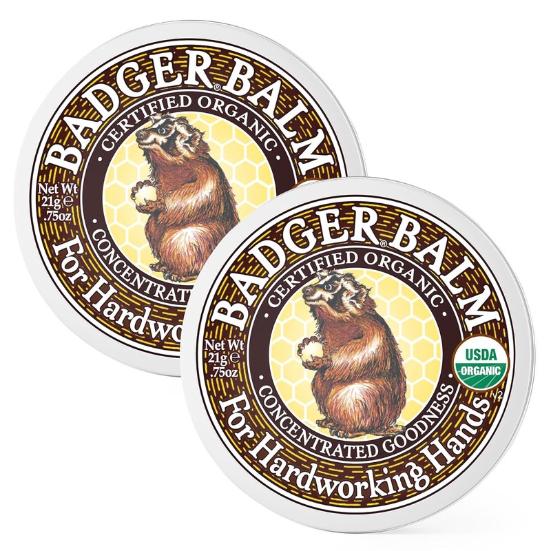Badger Healing Balm - Organic Hand Cream for Dry Cracked Hands | Long-Lasting Moisturizer, 0.75 oz Tin, 2-Pack