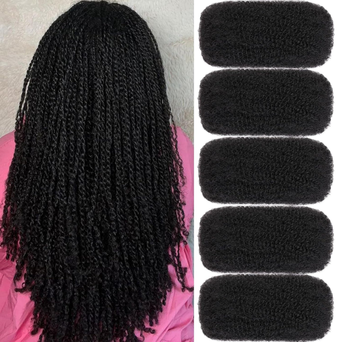 Xtrend 20 Inch Afro Kinky Curly Braiding Hair - 250g, 5 Bundles for Mini Twists | Synthetic Dreadlock Extensions
