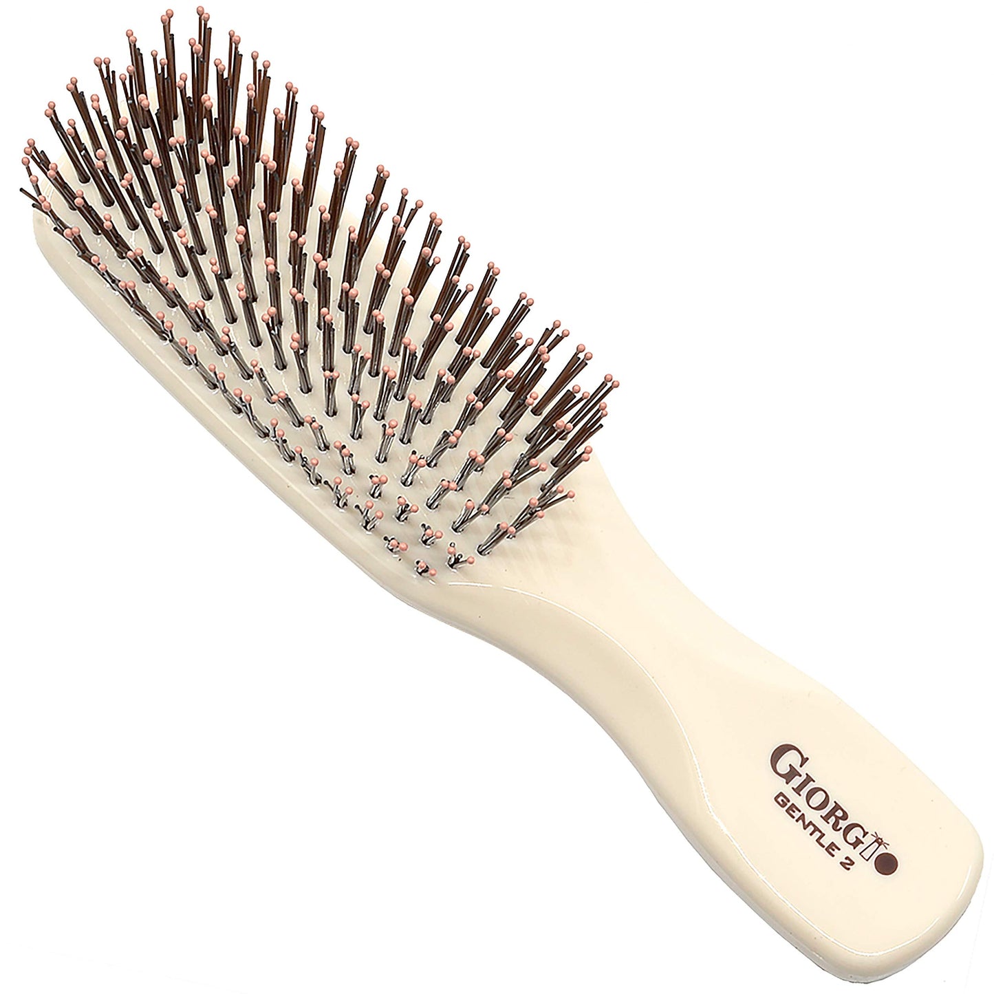 Giorgio Gentle Ivory Mini Hair Brush – 6.25 Inch, Men, Women & Kids, Compact Detangler, Soft Bristles, Sensitive Scalp, Scalp Massager, Travel Hair Brush