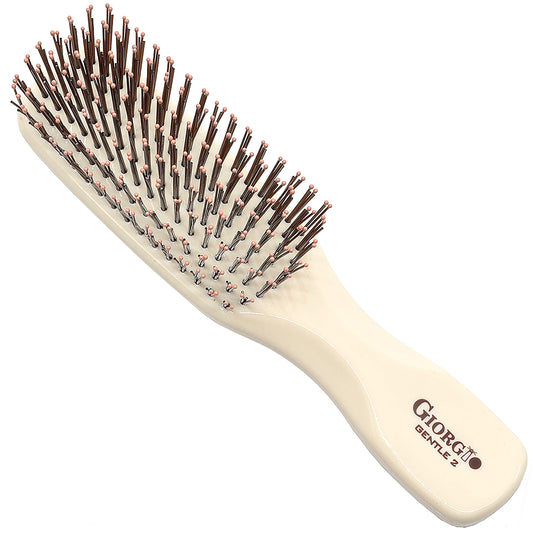 Giorgio Gentle Ivory Mini Hair Brush – 6.25 Inch, Men, Women & Kids, Compact Detangler, Soft Bristles, Sensitive Scalp, Scalp Massager, Travel Hair Brush
