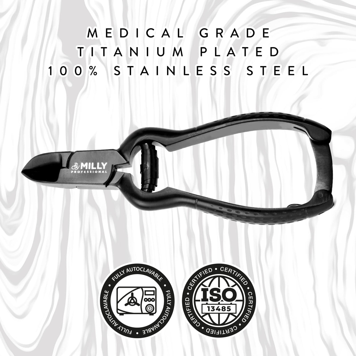 By MILLY Heavy Duty Toenail Clippers for Thick Toenails | High Carbon Stainless Steel | Trim Thick or Hard Toenails | Professional Nail Clippers for Seniors & Podiatrist Toenail Clippers (Black)