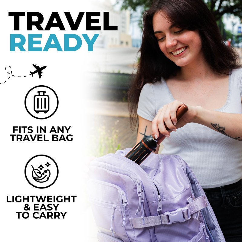 Shop LC Brown Self-Cleaning Hair Brush for Women | Retractable Bristle Detangler | Round Brush for Blow Out | Curly Straight Thick Hair | Compact Travel