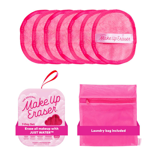 The Original MakeUp Eraser 7-Day Set, Erase All Makeup with Just Water, Including Waterproof Mascara, Eyeliner, Foundation, Lipstick, Sunscreen, and More! Original Pink, 7ct.