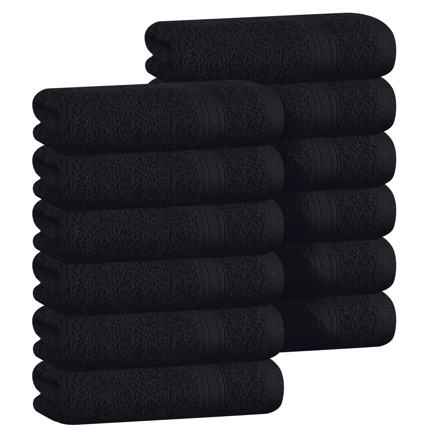 BOUTIQUO Ultra Soft Cotton Washcloths, Contains 12 Piece Face Cloths 12x12 inch, Ideal for Everyday use Face Towels, Compact & Lightweight Multi Purpose Washcloths - Black