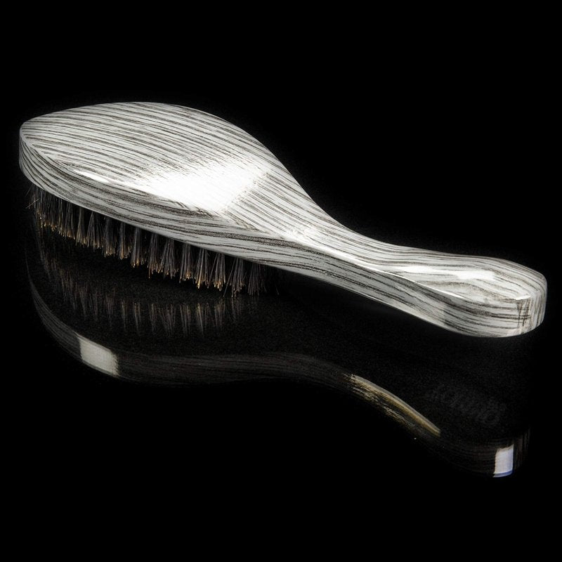 Torino Pro Wave Brushes By Brush King #520 - Medium Curve Wave Brush - Grey - Made with 100% Boar Bristles - True Texture Medium - All Purpose 360 Waves Brush for Men