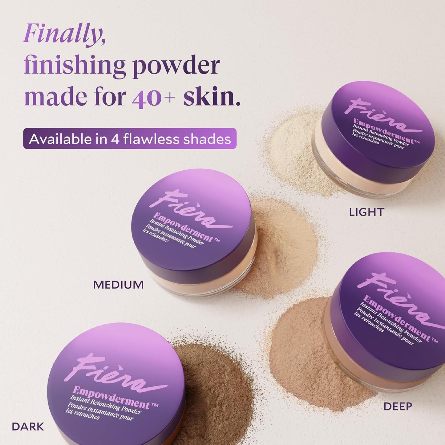 Fièra Empowderment™ Finishing Powder - Talc-Free Blurring & Soft-Matte Formula for Mature Skin | Medium Shade, 0.2 OZ