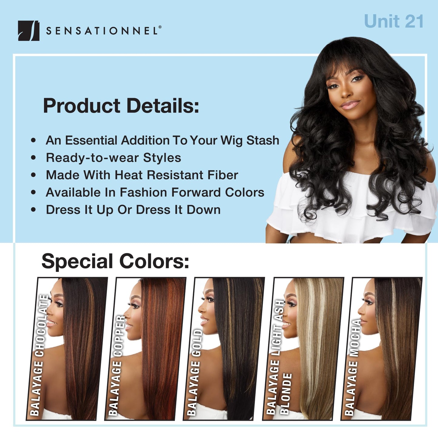 Sensationnel Dashly Wig - Unit 21 Non Lace Cap Ready to Wear Ear to Ear Lacepart Synthetic (BALAYAGECHOCOLATE)
