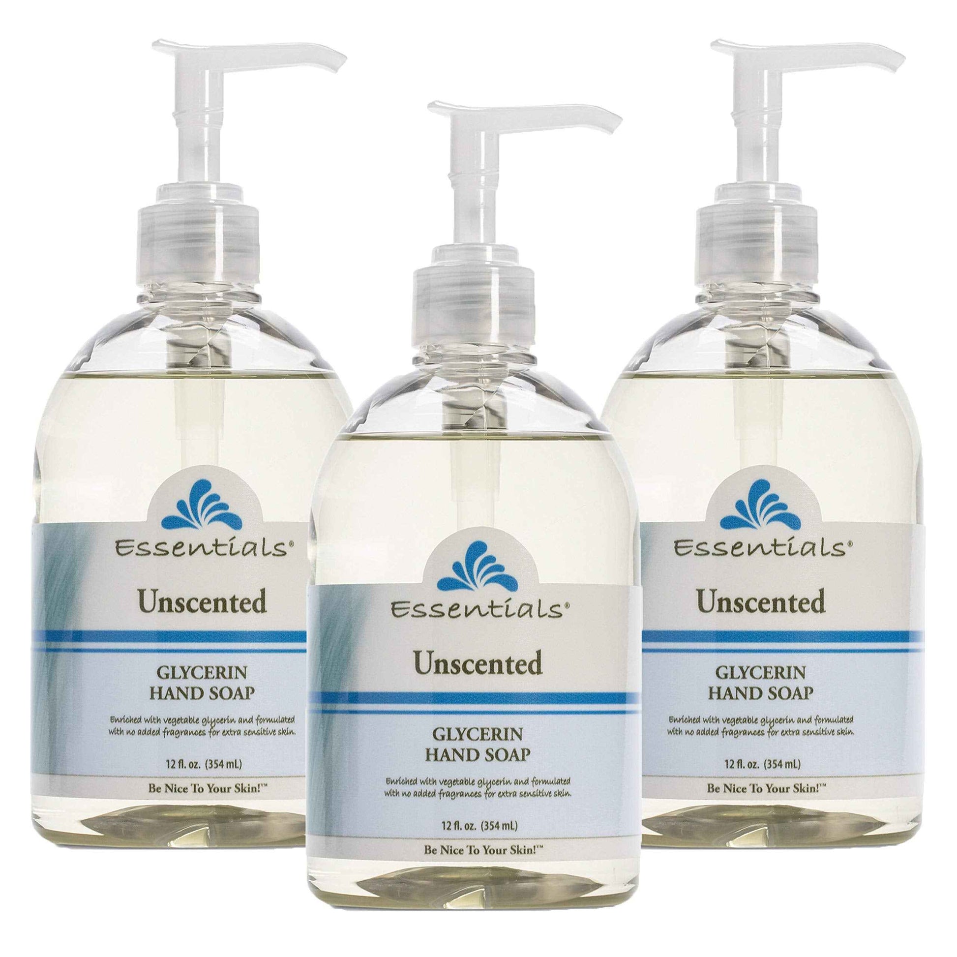 Essentials Glycerin Liquid Hand Soap, Unscented, 12-Fluid Ounce, Pack of 3