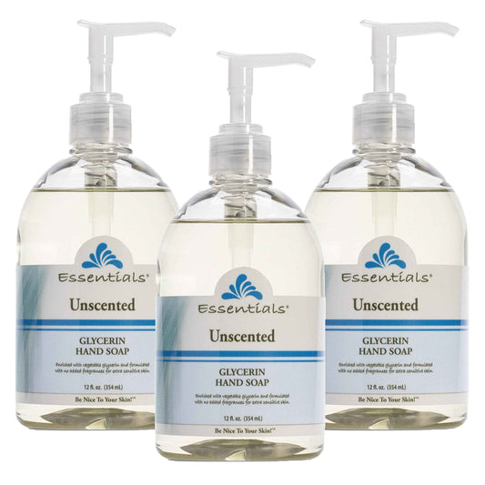 Essentials Glycerin Liquid Hand Soap, Unscented, 12-Fluid Ounce, Pack of 3