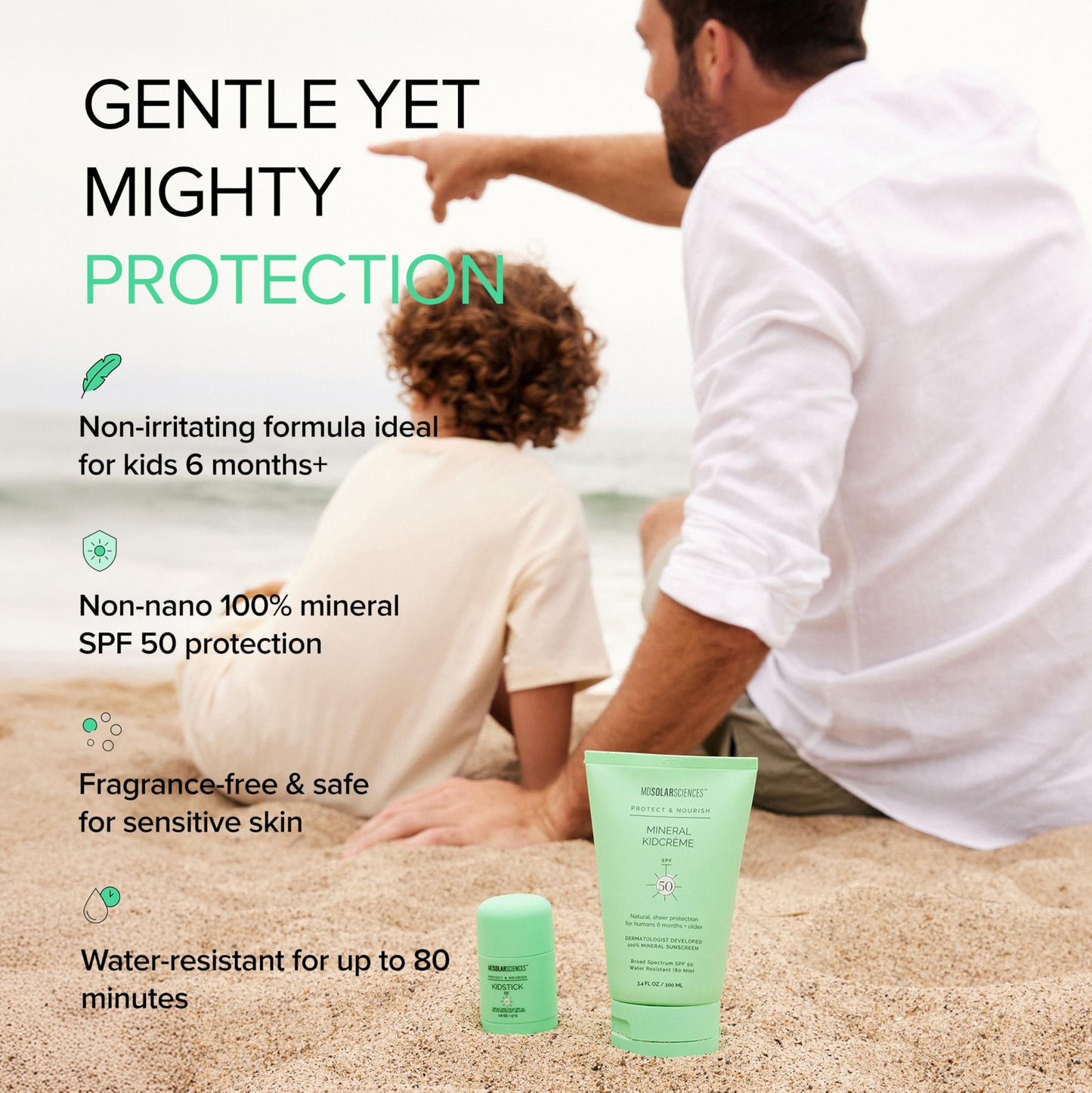 MDSolarSciences Mineral KidCrème SPF 50 | Gentle Kids Sunscreen | Zinc Oxide & Squalane Formula | Water-Resistant Fragrance-Free Protection | 3.4 Fl Oz