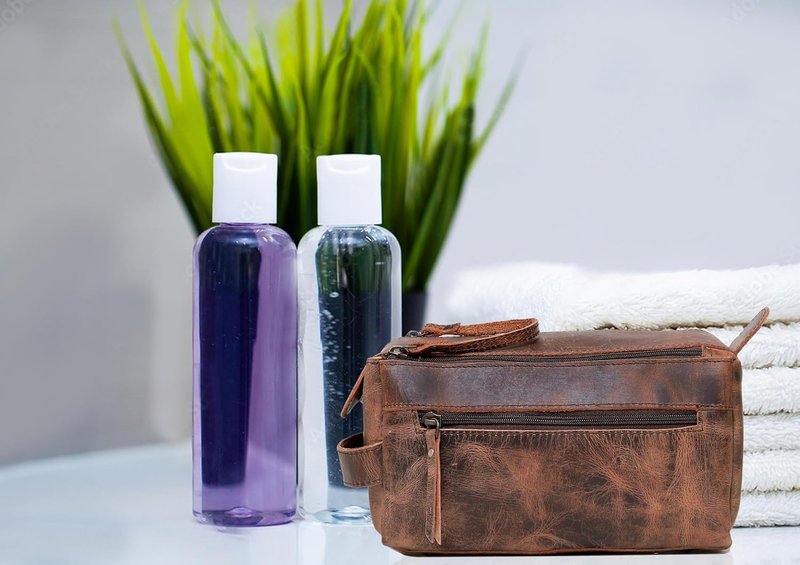 Genuine Buffalo Leather Unisex Toiletry Bag - Premium Travel Dopp Kit | Durable & Stylish Design