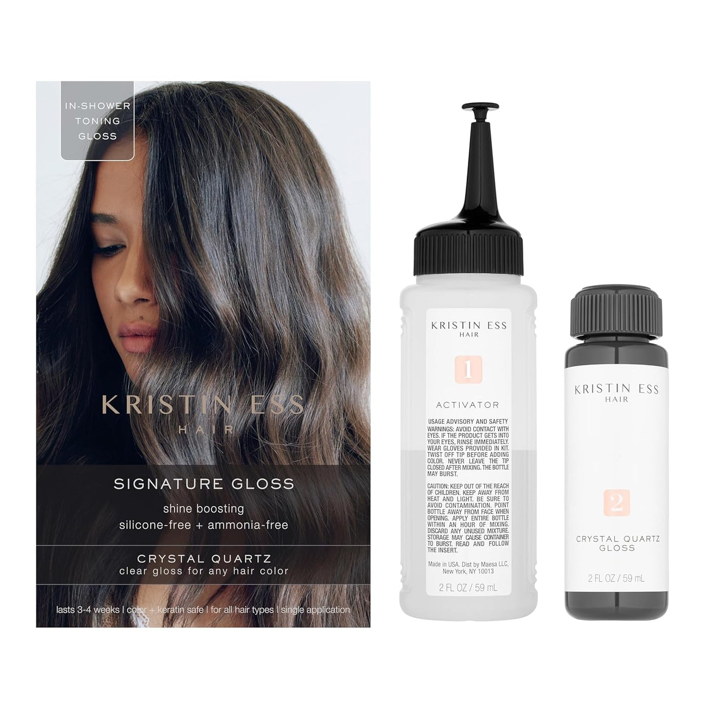Kristin Ess Hair Crystal Quartz Gloss - Shine Boosting Treatment for All Hair Types | Vegan & Paraben-Free