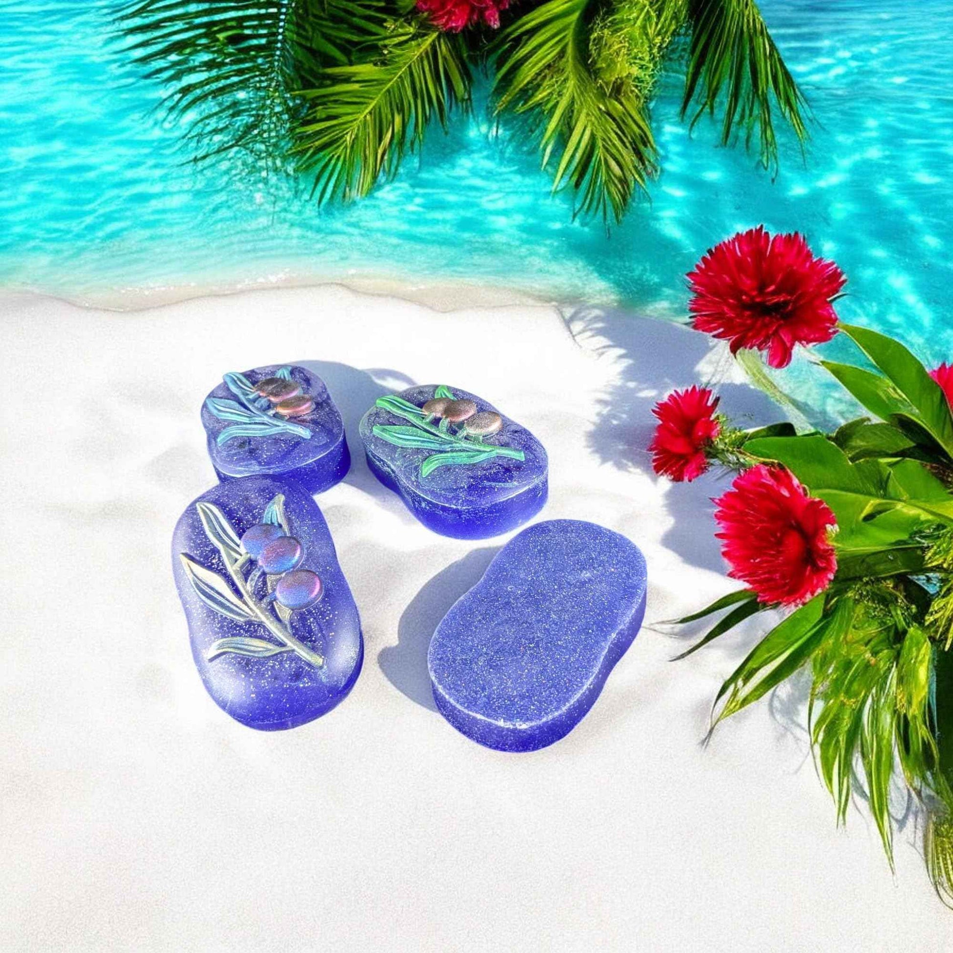 Aloe Glycerin Berry Sprig Soap | Set of 4-2.75oz bars | Nourishing Soap | Handmade Soap | Unique art