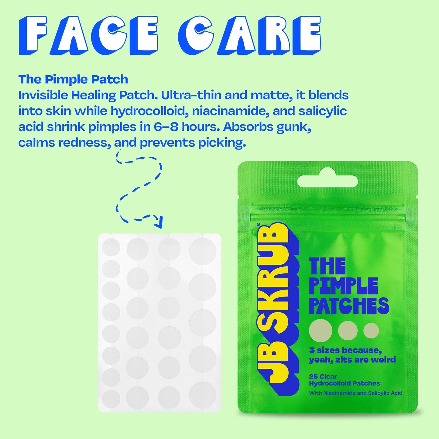 JB SKRUB Pimple Patches for Kids, Teens & Boys‚ 3 Pack of 75 Hydrocolloid Patches with Salicylic Acid & Niacinamide‚ Multiple Sizes