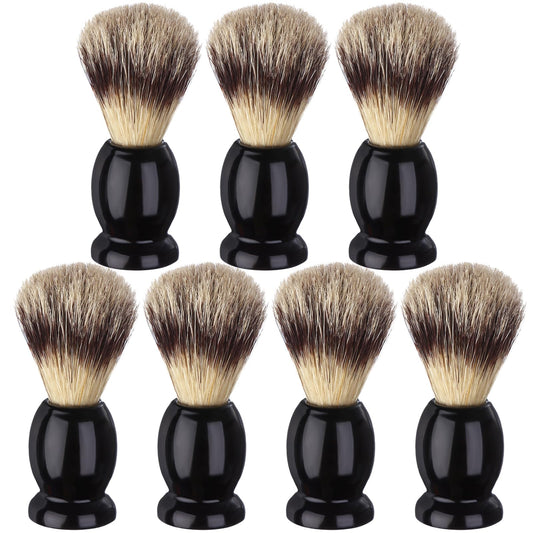 7Pcs Men Shaving Brushes Wood Handle, Professional Salon Tools Hand Crafted Shaving Brush Wood Handle Shave Brushes Handmade Pure Badger Hair Brush for Men Beard