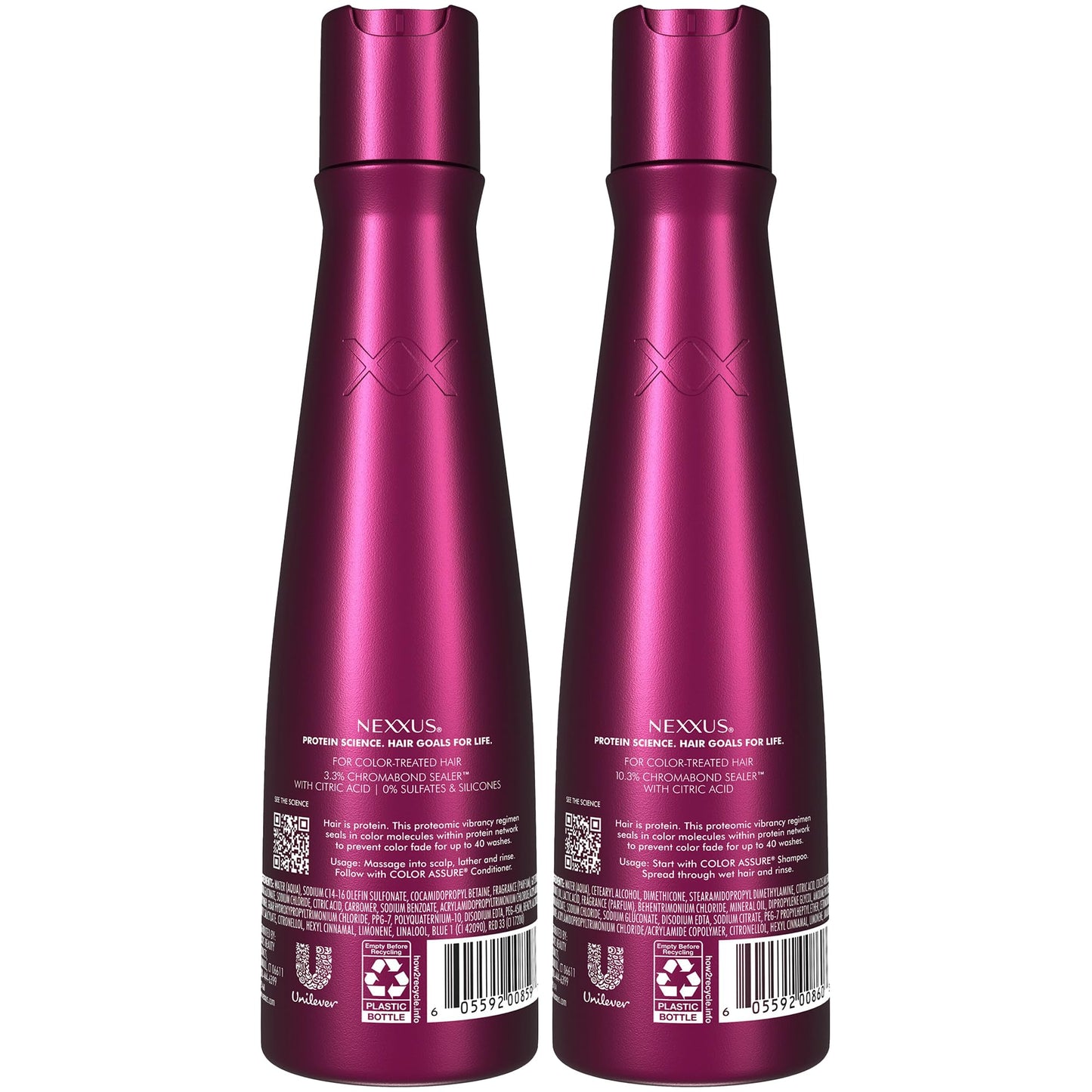 Nexxus Color Assure Shampoo 2-Pack + Conditioner 2-Pack – Hair Products for Color-Treated Hair, Enhance Vibrancy up to 40 Washes, 8.5 Oz Ea