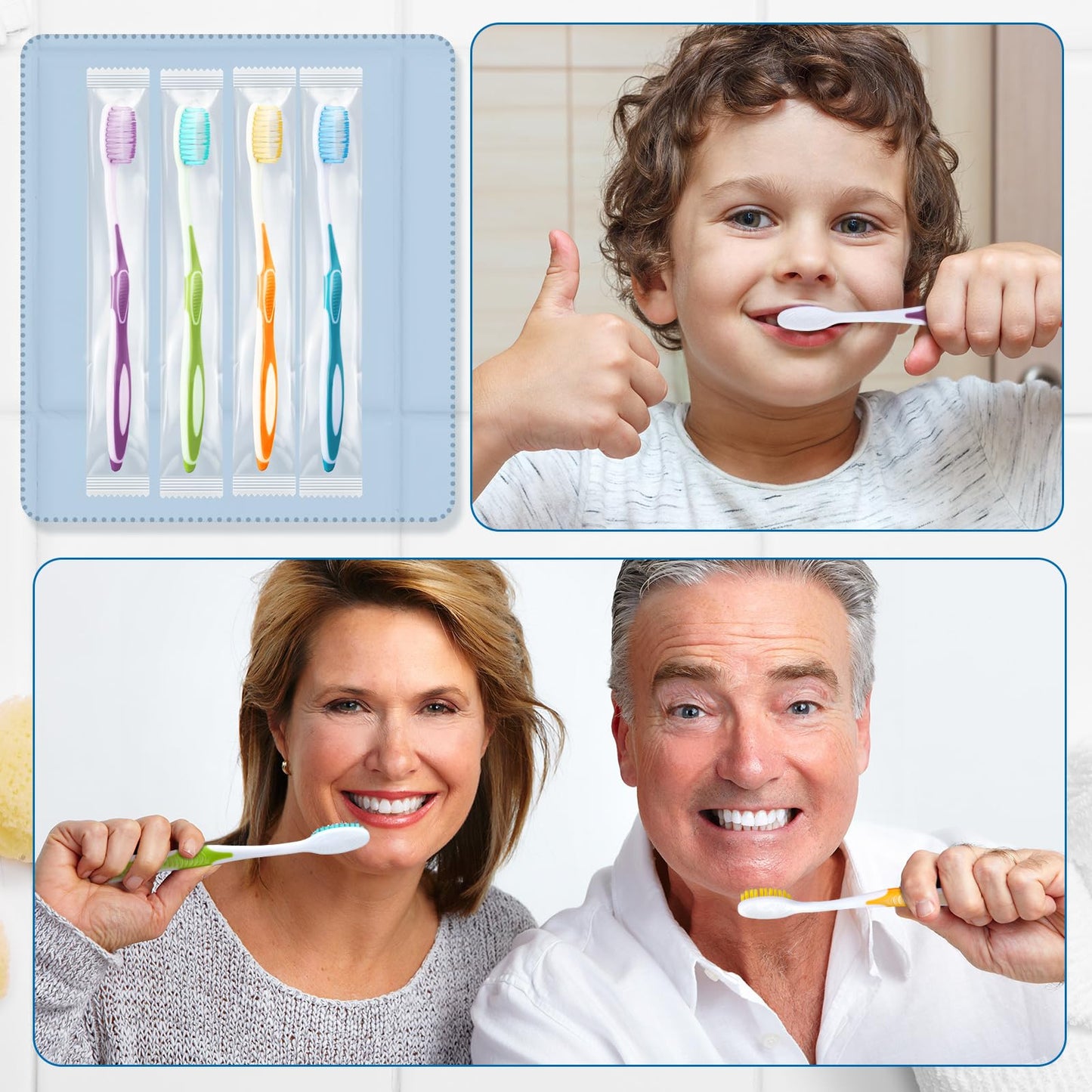 Maxcheck 200 Pack Colorful Prepasted Disposable Toothbrushes Bulk Individually Wrapped Toothbrushes with Toothpaste for Travel Hotel Donation Homeless Gift (Blue,Orange,Green,Purple)