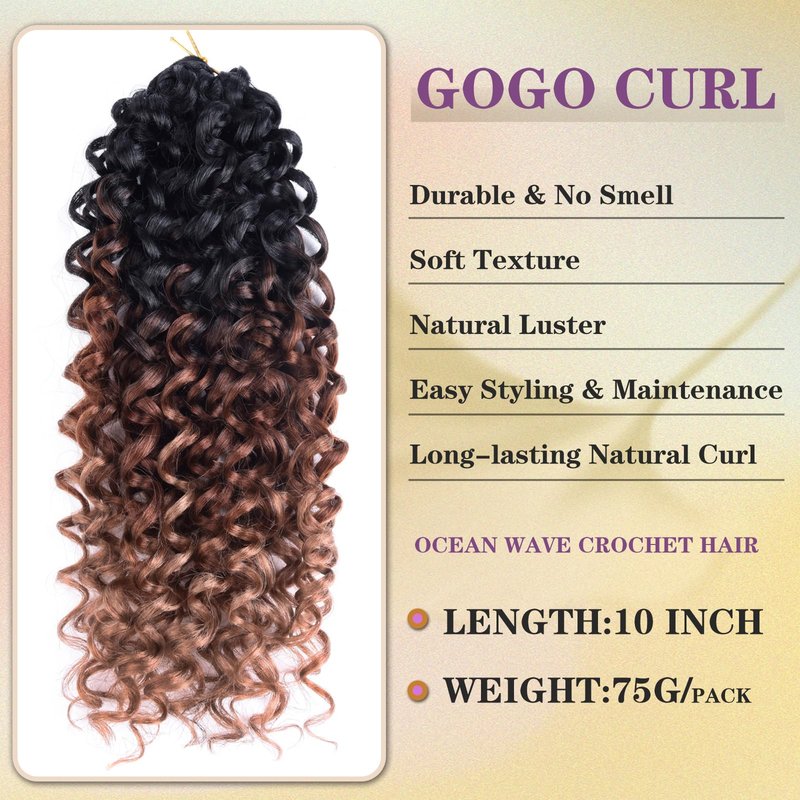 Silke Curly Gogo Curl Ocean Wave Crochet Braids Hair 6 Pack Water Wave Hair Extensions For Women (1B/30/27, 14)
