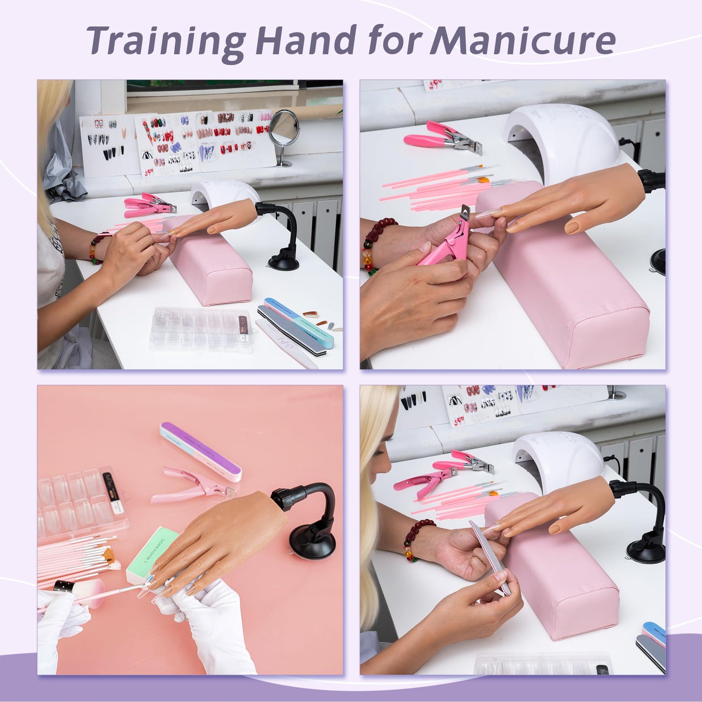 Veikmv Realistic Silicone Practice Hand for Acrylic Nails, Flex Fingers