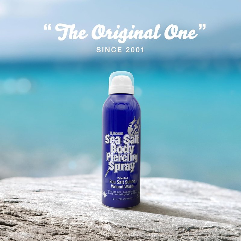 H2Ocean Sea Salt Body Piercing Spray | Vegan Saline Aftercare - Drug-Free, 6 oz (Pack of 2)