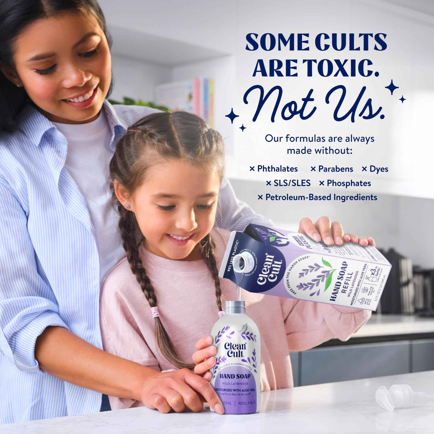 Cleancult - Wild Lavender - Moisturizing Liquid Hand Soap - Refillable Aluminum Bottle - Made with Aloe Vera & Lavender Essential Oil - Nourishes & Moisturizes Dry & Sensitive Skin - 12 oz - 3 Pack