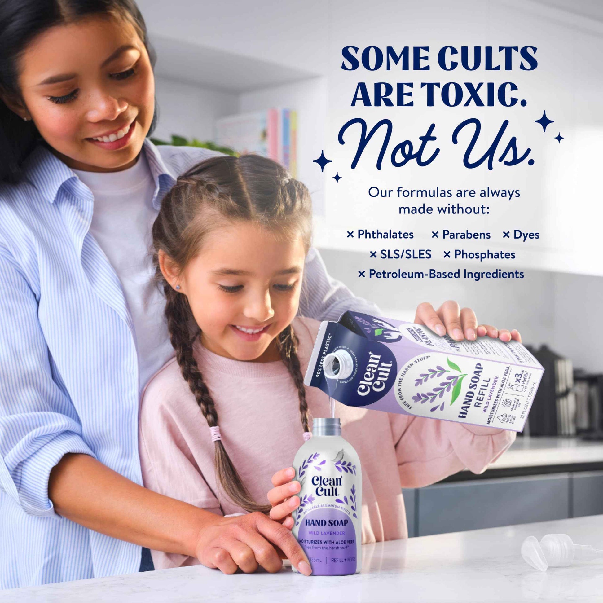 Cleancult - Wild Lavender - Moisturizing Liquid Hand Soap - Refillable Aluminum Bottle - Made with Aloe Vera & Lavender Essential Oil - Nourishes & Moisturizes Dry & Sensitive Skin - 12 oz - 3 Pack