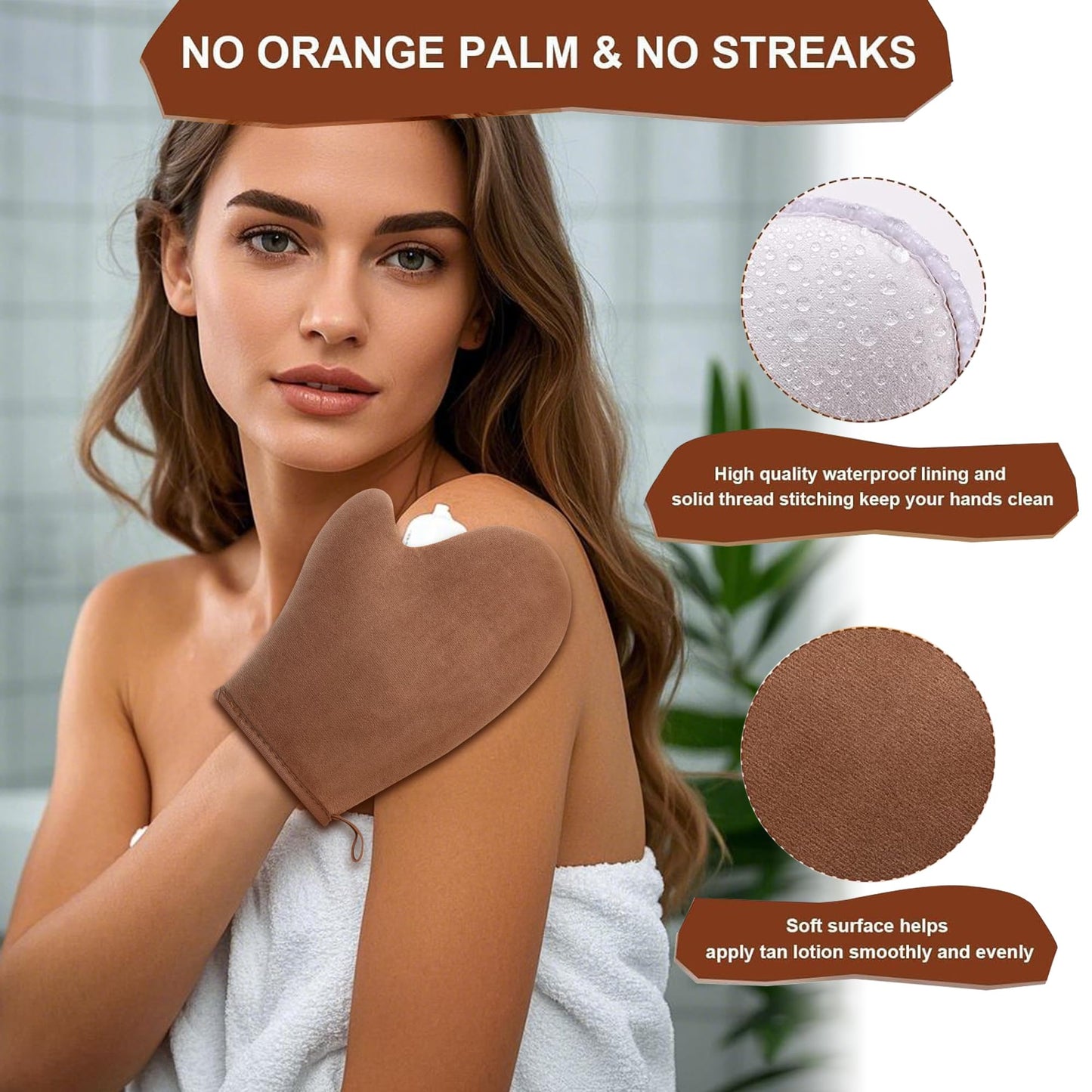 4 in 1 Luxury Velvet Tanning Mitt Self Tanning Mitt Applicator Self Tanner Brush Self Tanner Back Applicator Self Tanner Mitt Tanning Brush Tanning Glove