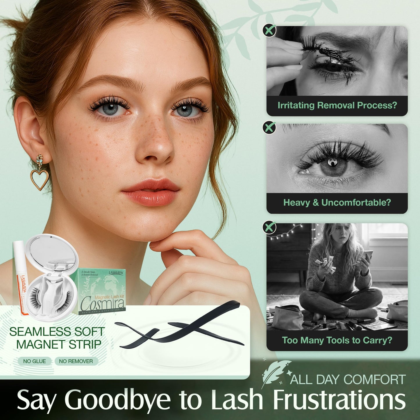LASHVIEW Upgrade Magnetic Eyelashes with Applicator, Reusable Soft Magnetic Lashes Natural Look, No Glue Needed,Comfort& Convenient Portable All-in-One Box (RCY24)