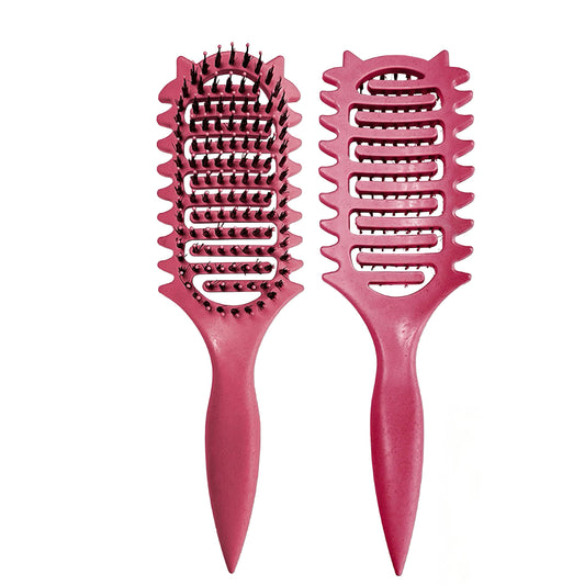 New Curly Hair Brush Ventilated Boar Bristle Hair Brush,Curl Defining Brush,For Curly Hair Wet,Curl Defining Brush For Women And Men(Rose Red)