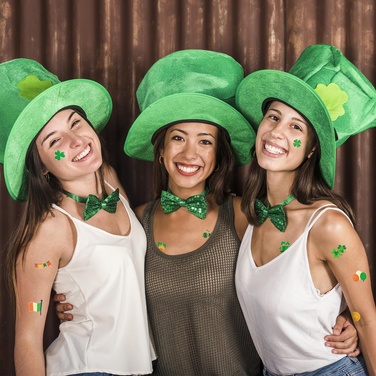 LANGFON 10 Sheets St. Patrick's Day Temporary Tattoos Irish Flag Shamrock Temporary Tattoo Sticker Waterproof Saint Patrick's Day Theme Fake Tattoo for St. Patrick's Day Parade Festival Party Supplies