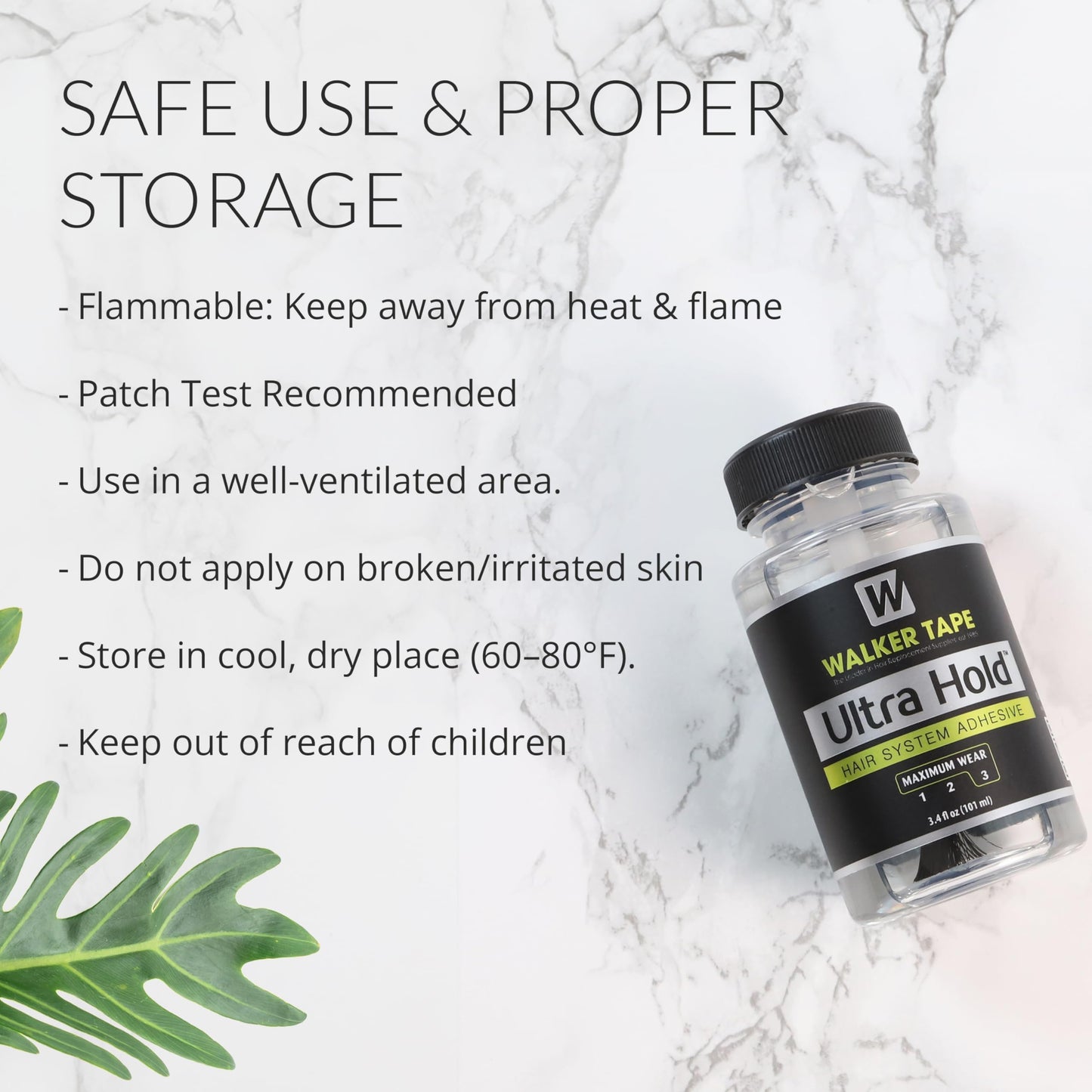 Walker Tape Ultra Hold Brush-On Adhesive 3.4 oz, Waterproof Clear-Drying Wig Glue for Lace Systems and Tape in Hair Extensions Human Hair, Strong Long Lasting Liquid Adhesive for Hairpiece Bonding