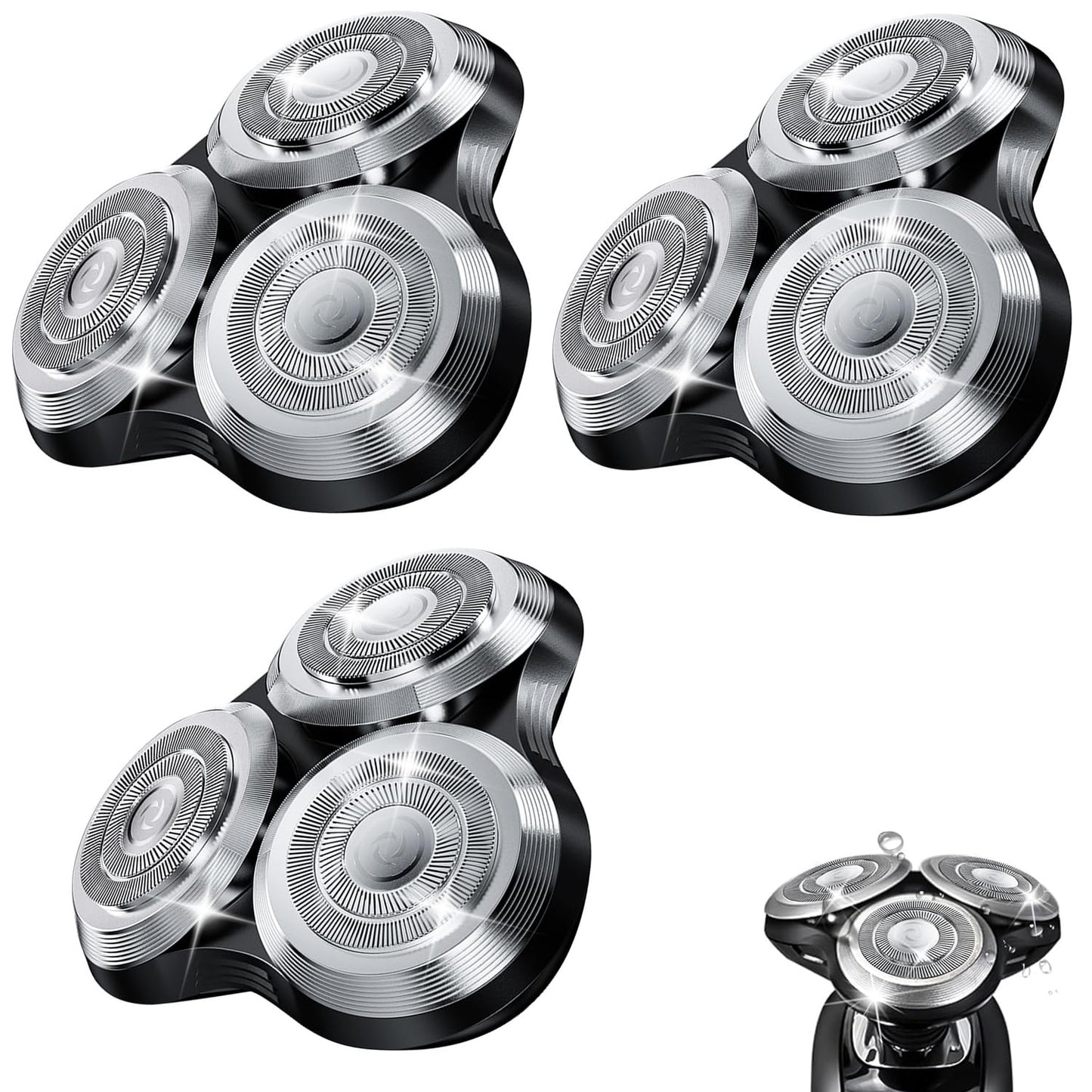 SH90 Replacement Rotary Heads Compatible with Philips Norelco Shavers Series 9000,Replacement Shaver Head with Upgrade Double-Layer Precision Blades for Men's Shaving,3 Packs