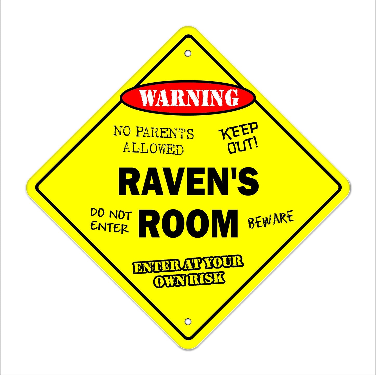 Raven's Room Sign Crossing Zone Xing | Indoor/Outdoor | 12" Tall Kids Bedroom Decor Door Children's Name boy Girl