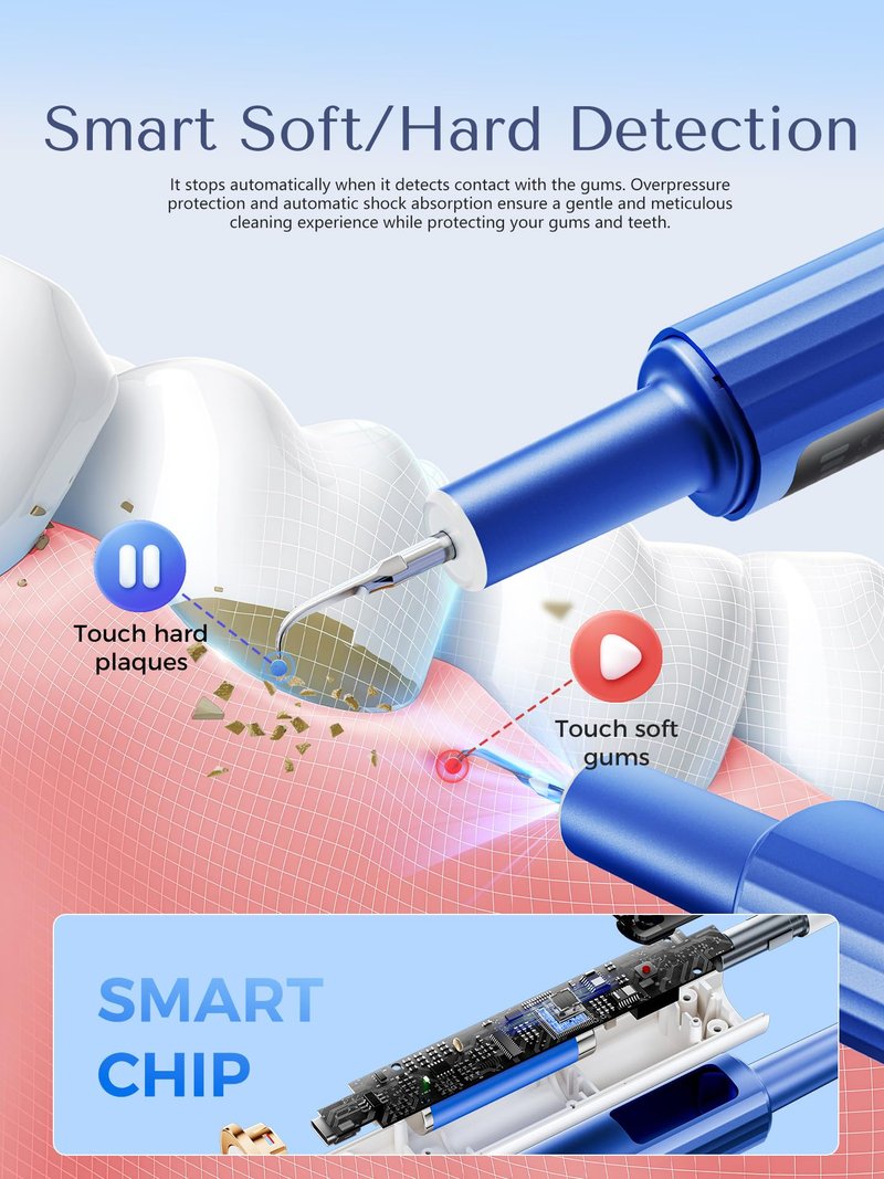 Ultrasonic Plaque Remover for Teeth with Smart Gum Protection - 42kHz Professional Tartar Remover, 10-Piece Kit (4 Heads + 6 Dentist Tools), LED Light, USB-C Rechargeable, IPX6 Waterproof for Home Use
