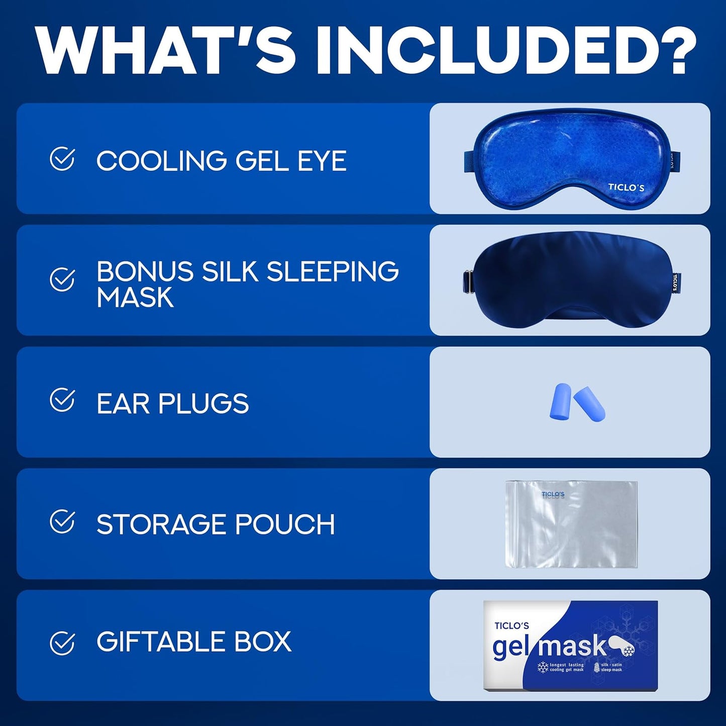 Cooling Eye Mask for Puffy Eyes | Gel Sleep Mask for Dark Circles, Migraines & Recovery - Gift Ready Box