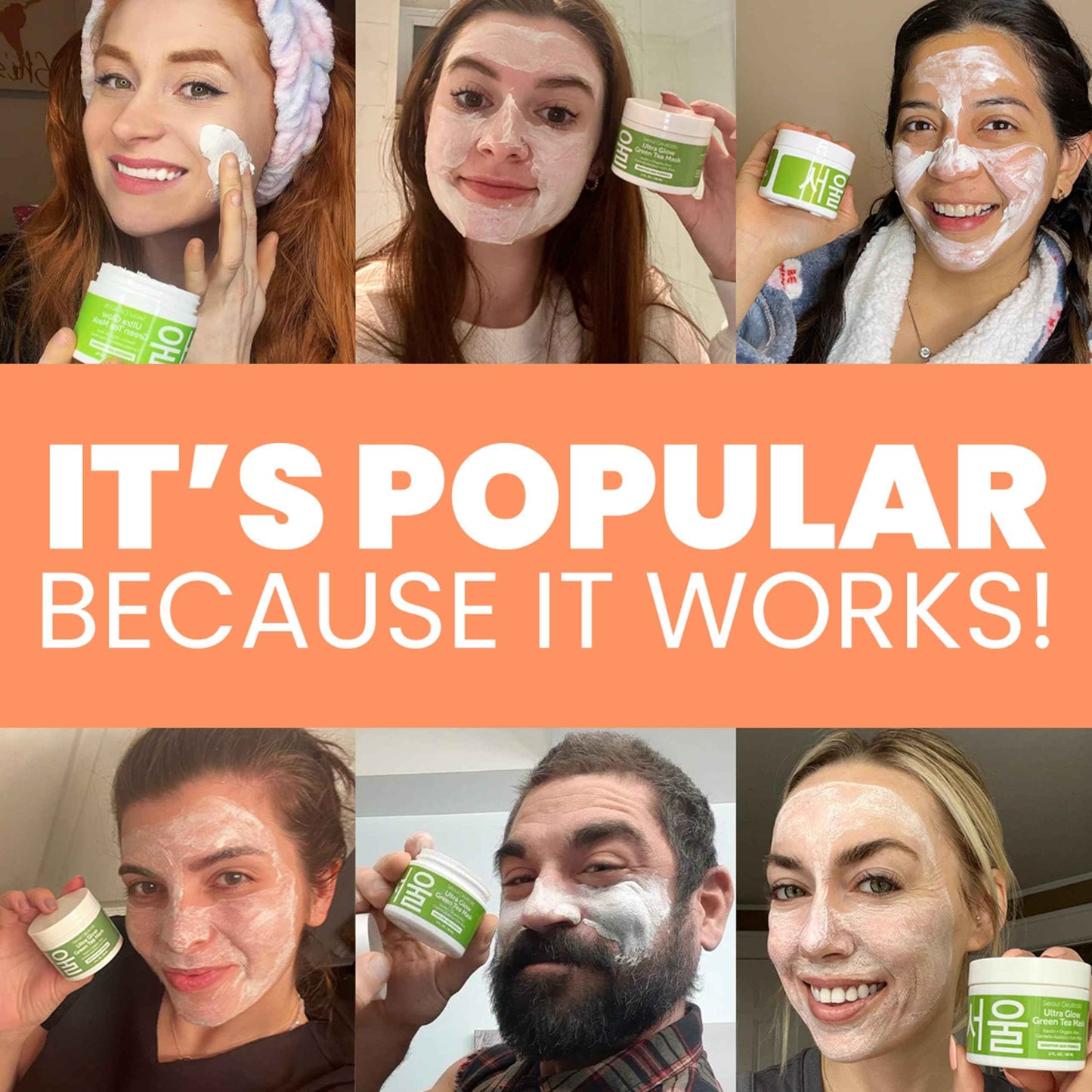 SeoulCeuticals Korean Skin Care Face Mask for Sensitive Skin - Korean Skincare Green Tea Wash Off Masks - K Beauty Face Masks - Aloe Vera Mask + Centella Asiatica Hydrating Facial Spa Mask 2oz