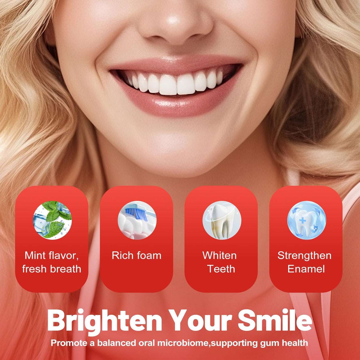 SP-6 Probiotic Whitening Toothpaste for Teeth Whitening/Brightening & Fresh Breath, 6 Probiotics Formula for Gum Health, Fluoride-Free, Minty Fresh Flavor,4.9 oz (4, Mint 4)