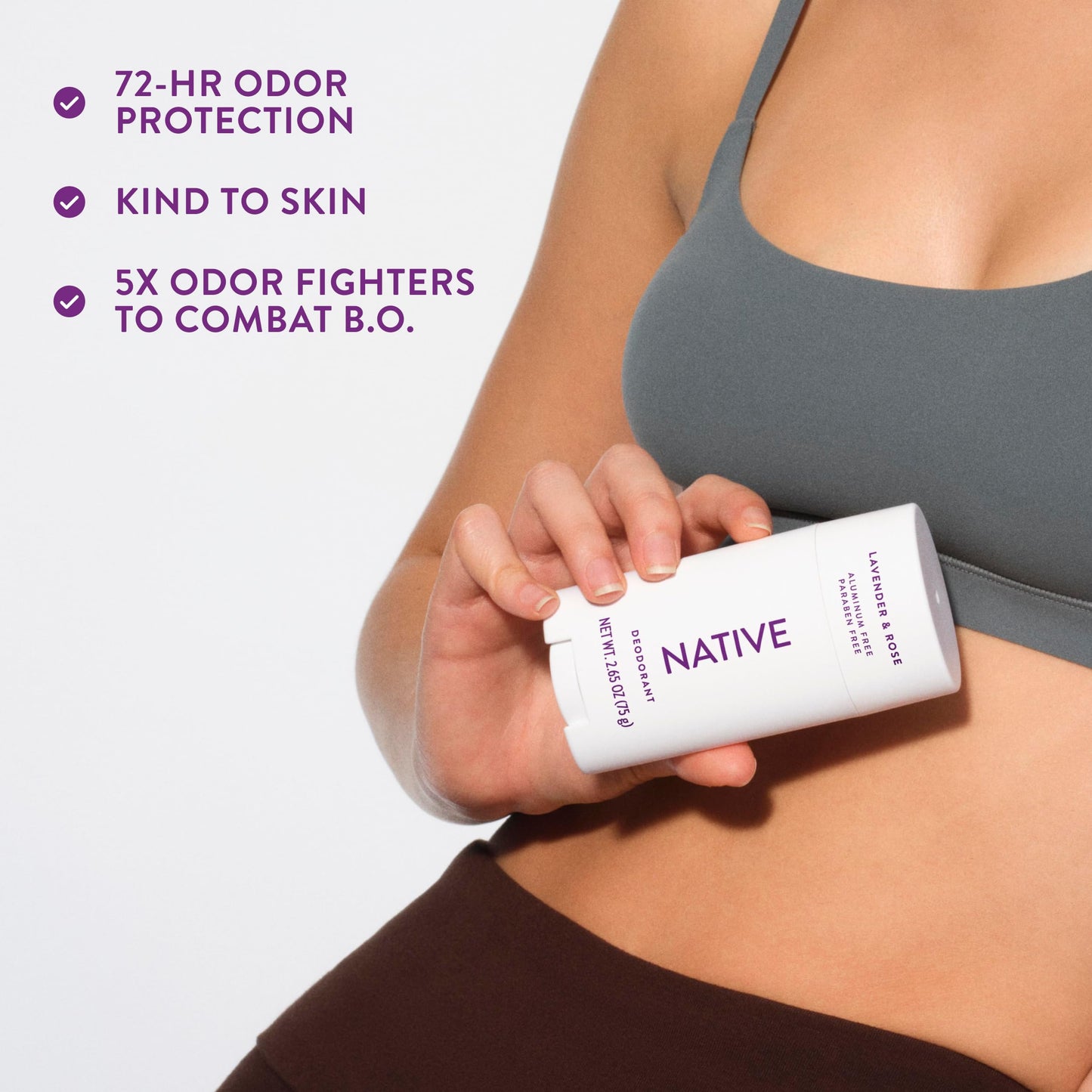 Native Deodorant Contains Naturally Derived Ingredients, 72 Hour Odor Control, Deodorant for Women and Men, Aluminum Free, Lavender & Rose 2.65oz