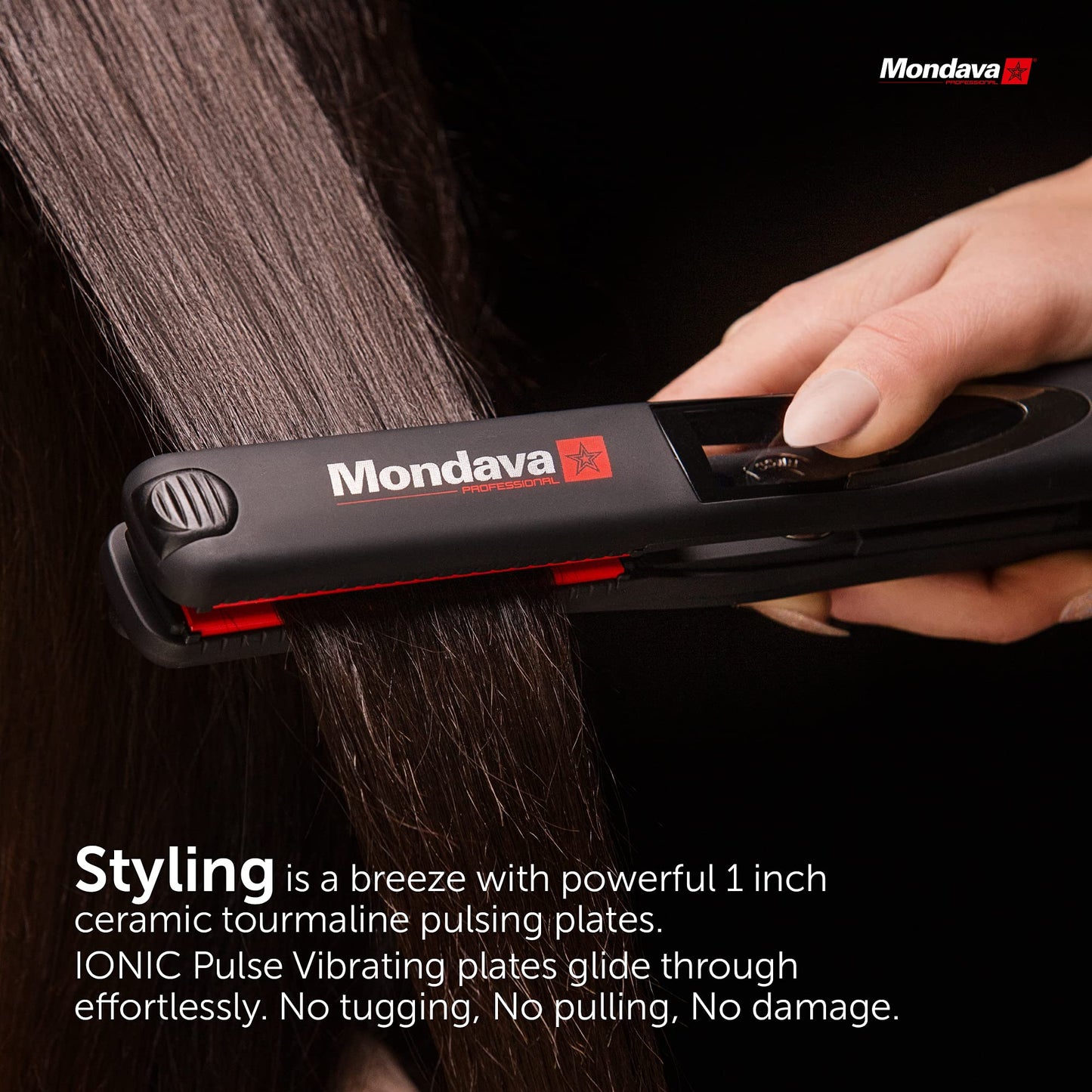 MONDAVA Professional Ceramic Tourmaline Hair Straightener Flat Iron and Curler, Ionic Dual Voltage Adjustable Digital LED Technology, Straighten and Style Wild Hair in 8 Min, 1”